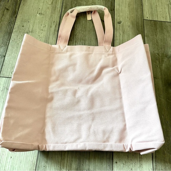 Victoria’s Secret Canvas Tote Bag Pink With Black Sequins Love - Picture 4 of 8